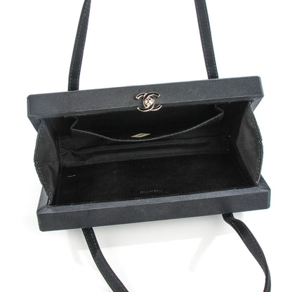 Chanel Satin Quilted Evening Bag Black 6 of 9