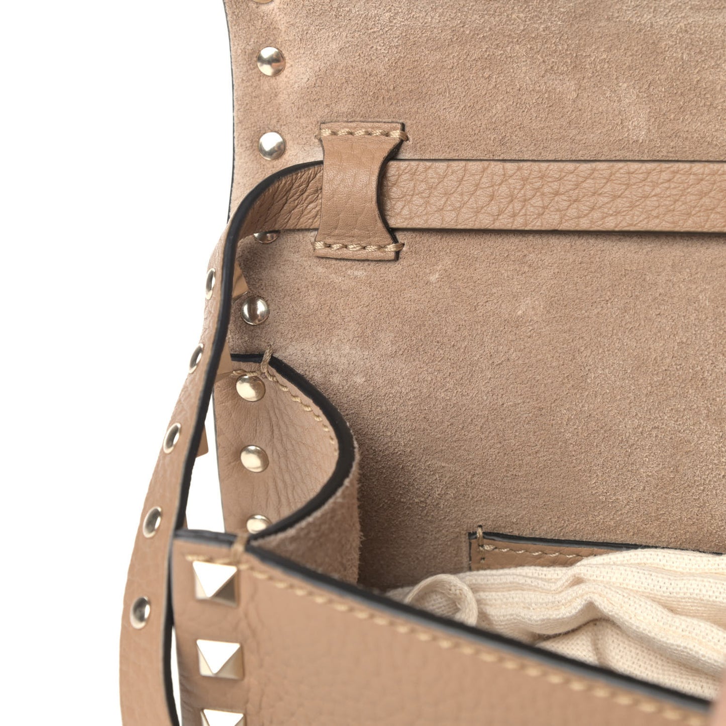 Pebbled Calfskin Medium Rockstud Flip Lock Crossbody Bag Deep Alpaca