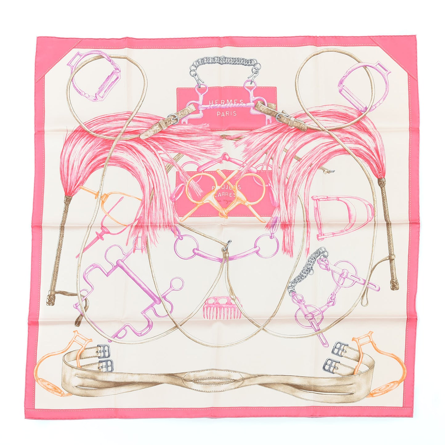Silk Projets Carres au Crayon Scarf 90 Rose The Rose Vif