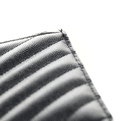 Saint Laurent Grain De Poudre Chevron Monogram Bill Pouch Black 8 of 10