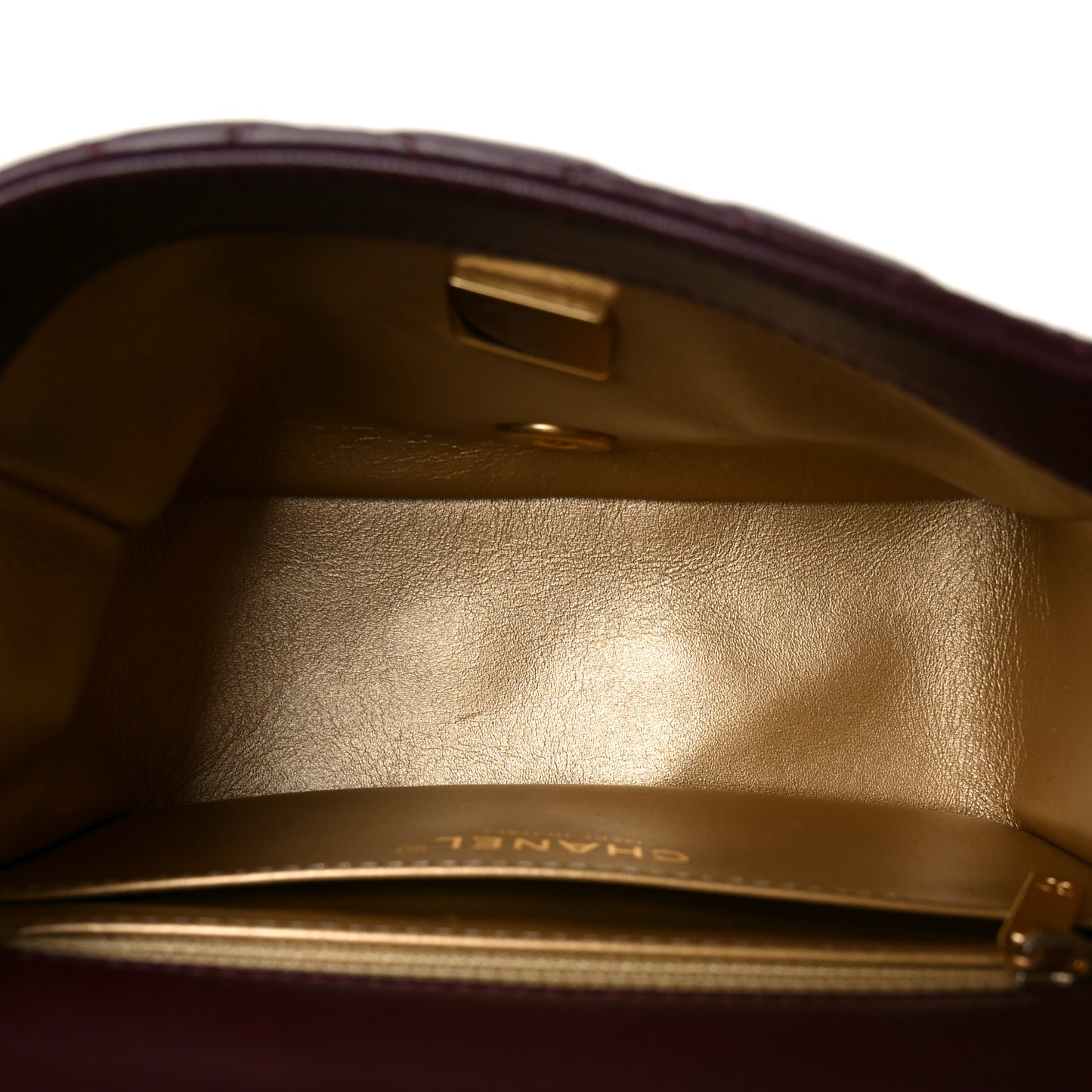 Lambskin Quilted Mini Pearl Crush Flap Burgundy