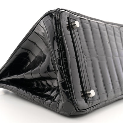 Hermes Shiny Niloticus Crocodile Birkin 30 Black 9 of 12