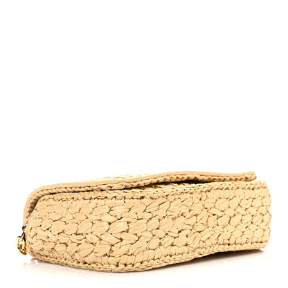 Prada Yarn Raffia Effect Crochet Shoulder Bag Natural Black 4 of 9