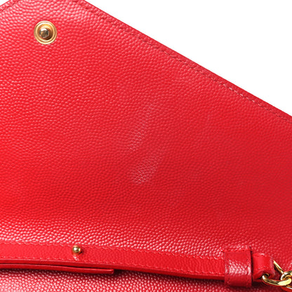 Saint Laurent Grain De Poudre Matelasse Chevron Monogram Chain Wallet New Red 10 of 10