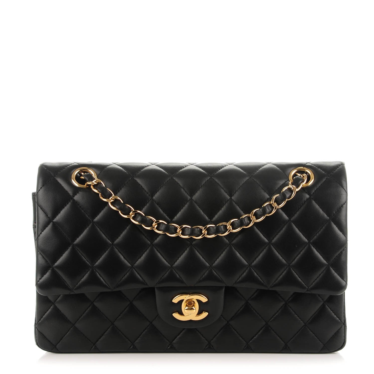 Chanel Lambskin Quilted Medium Double Flap Black 1 of 9