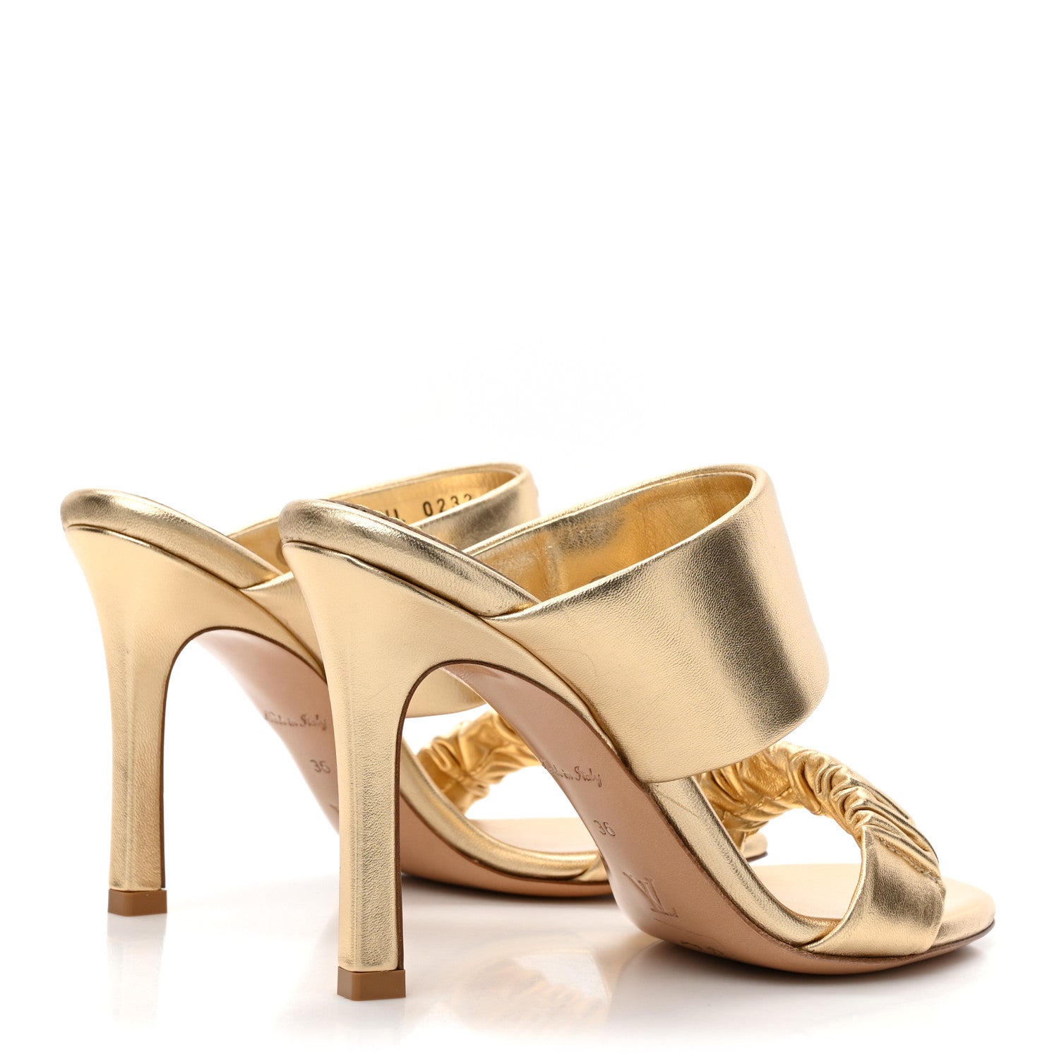 Louis Vuitton Metallic Lambskin Drapy Heel Mules 36 Gold 5 of 9