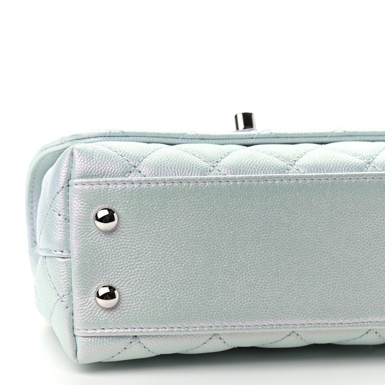 Chanel Iridescent Caviar Quilted Extra Mini Coco Handle Flap Light Blue 7 of 8