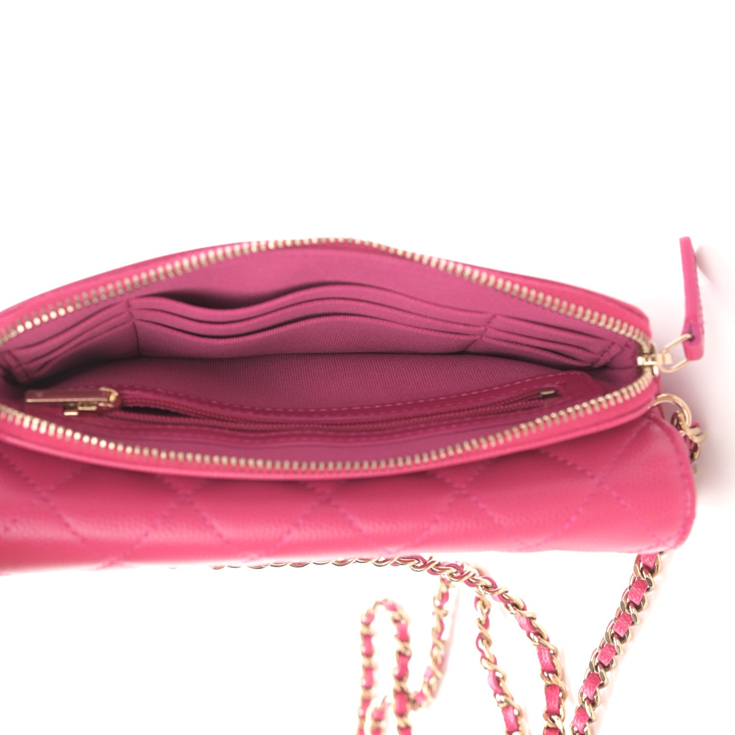 Chanel Caviar Quilted Flap Phone Holder With Chain Pink 5 of 13
