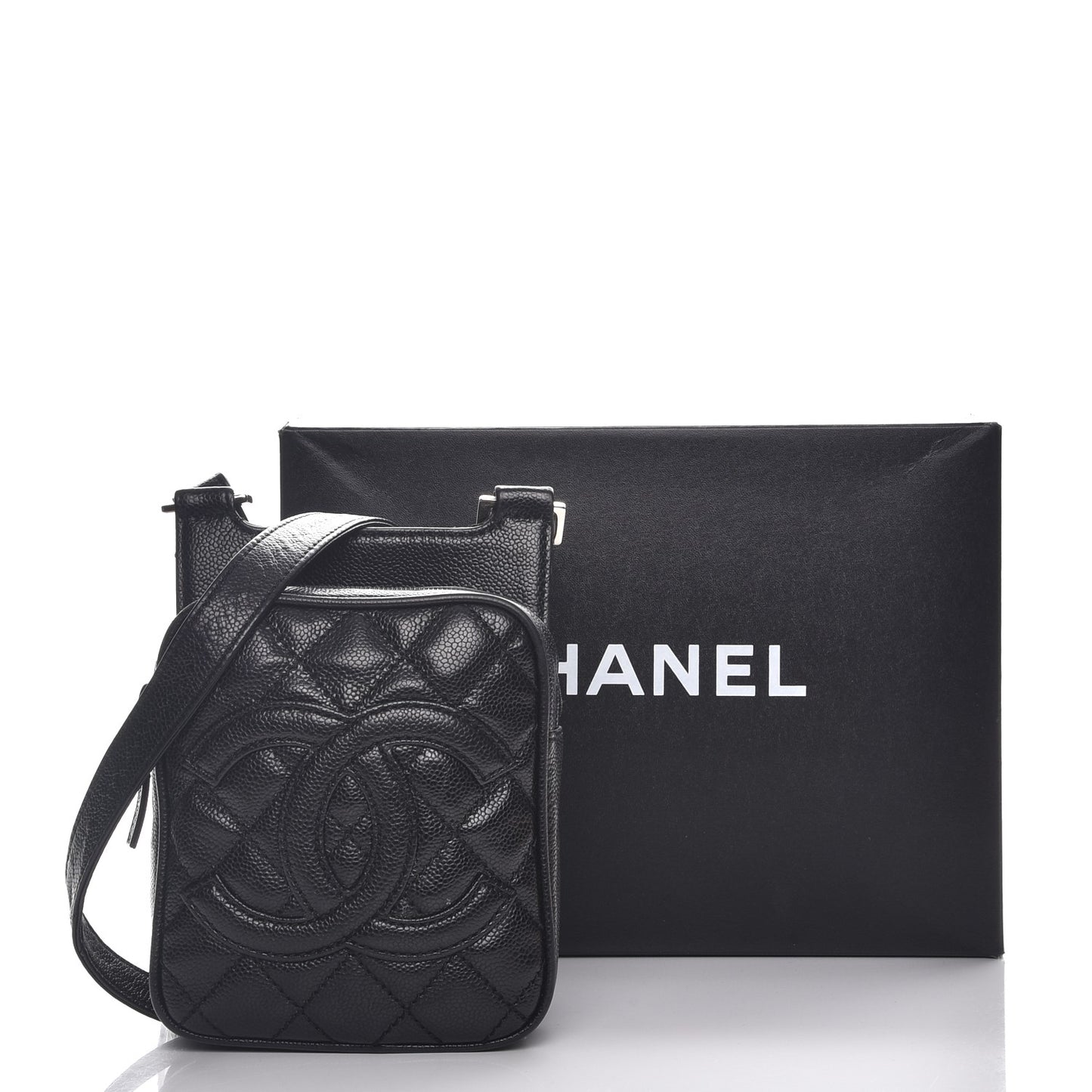 Caviar Quilted Camera Shoulder Bag Black