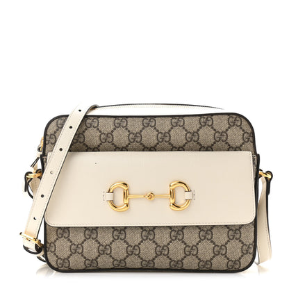 Gucci GG Supreme Monogram Small Horsebit 1955 Shoulder Bag Beige Mystic White 1 of 11