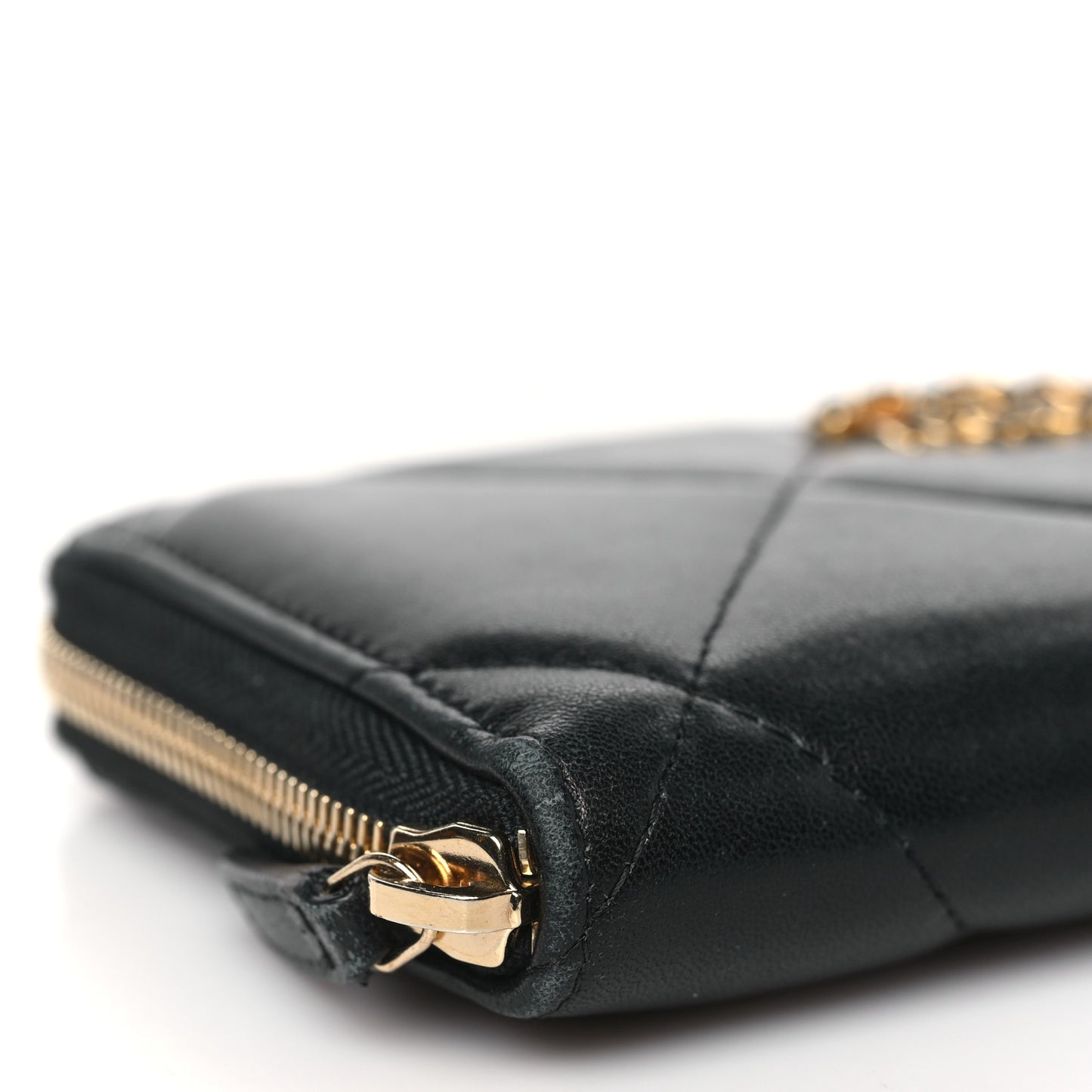 Lambskin Quilted 19 Long Zipped Around Wallet Black