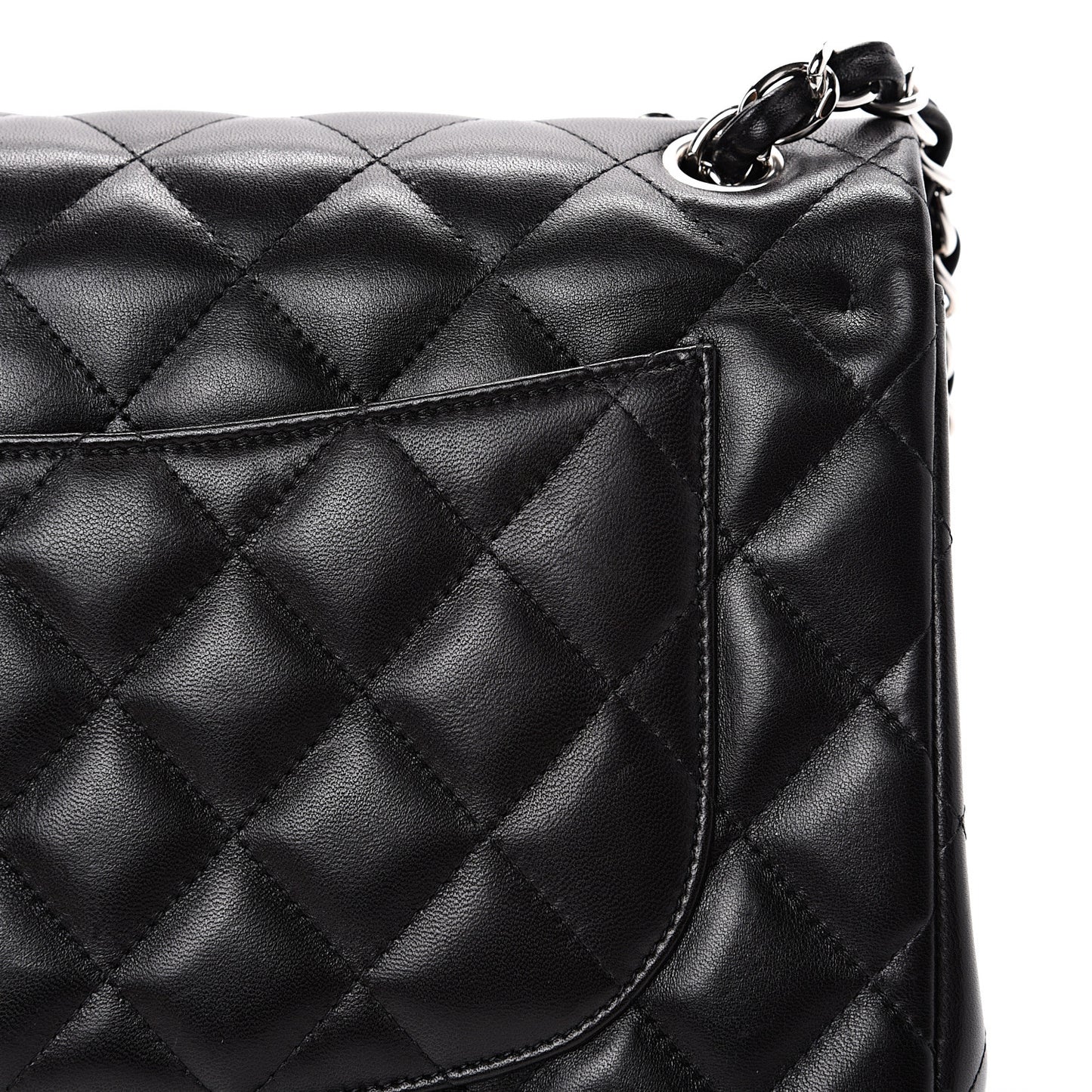 Lambskin Quilted Jumbo Double Flap Black