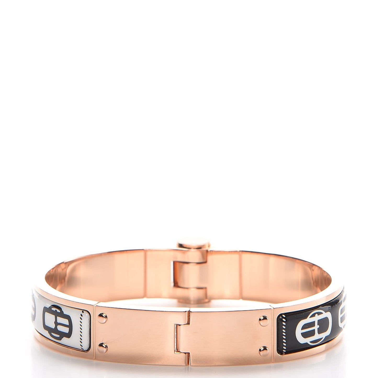 Enamel Printed Narrow Boucleries Modernes Hinged Bracelet M Black