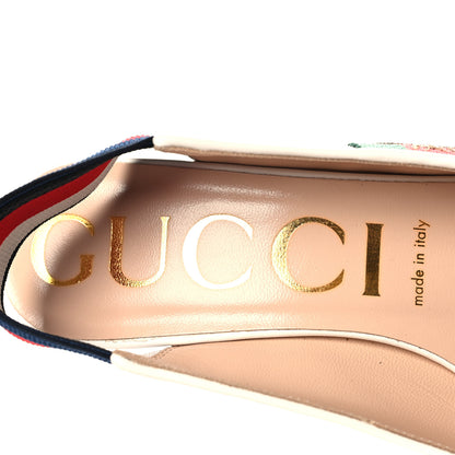 Gucci Malaga Kid Web Sylvie Mid Heel Slingback Pumps 38 White 9 of 11