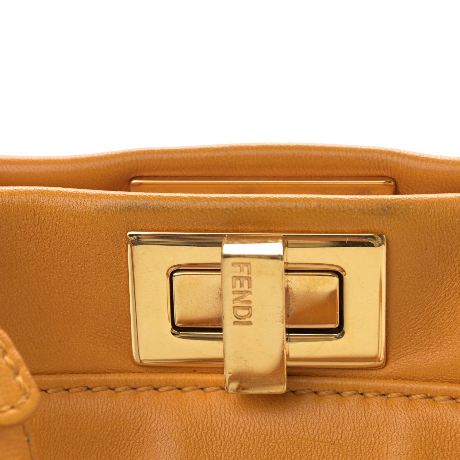 Fendi Nappa Mini Peekaboo Iconic Satchel Giallo Syrup 15 of 21