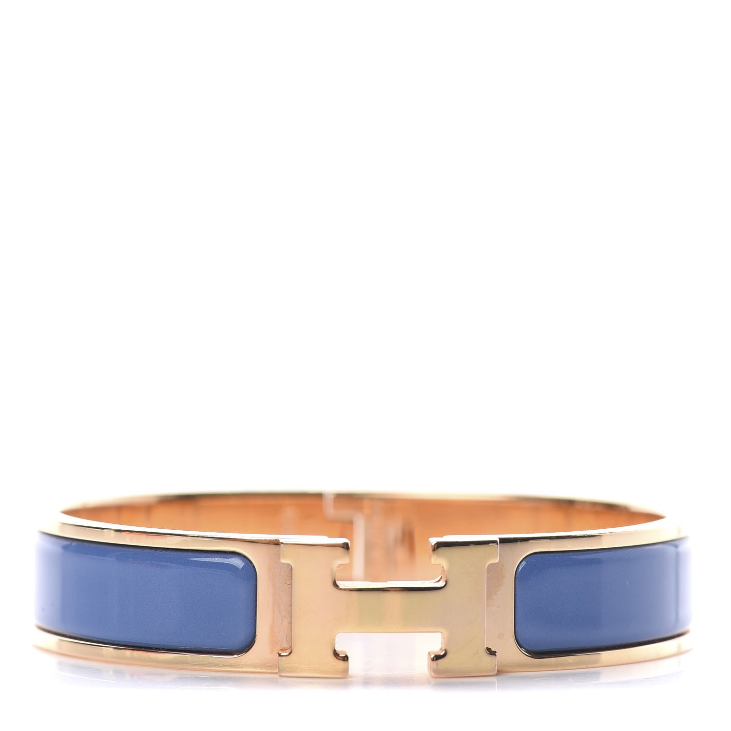 Hermes Enamel Narrow Clic Clac H Bracelet PM Bleu Turquin 1 of 3