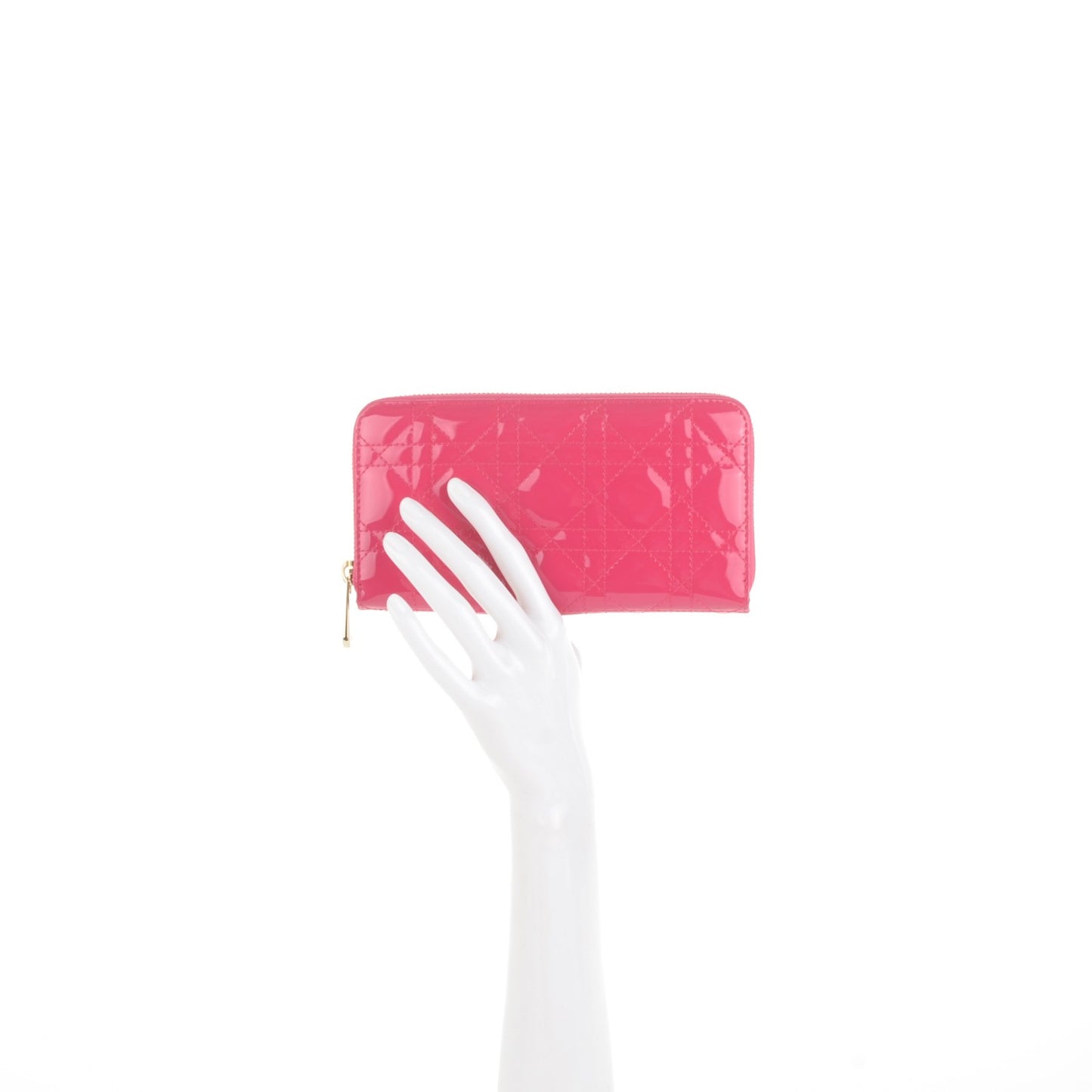 Patent Cannage Lady Dior Continental Wallet Pink