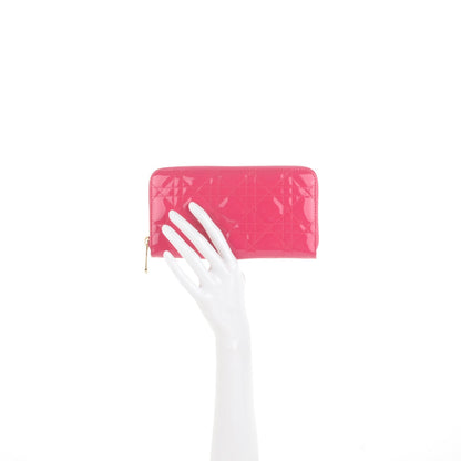 Christian Dior Patent Cannage Lady Dior Continental Wallet Pink 2 of 8