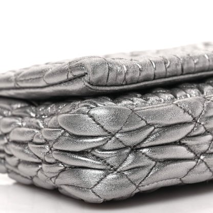 Miu Miu Metallic Nappa Matelasse Crystal Flap Clutch Cromo 8 of 9