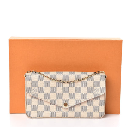 Louis Vuitton Damier Azur Pochette Felicie Chain Wallet Rose Ballerine 12 of 12