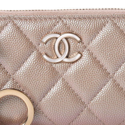 Chanel Iridescent Caviar Quilted Key Holder Case Light Gold 8 of 11