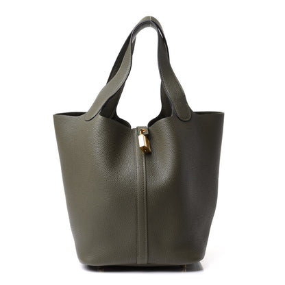 Hermes Taurillon Clemence Picotin Lock 22 MM Vert Maquis 1 of 13