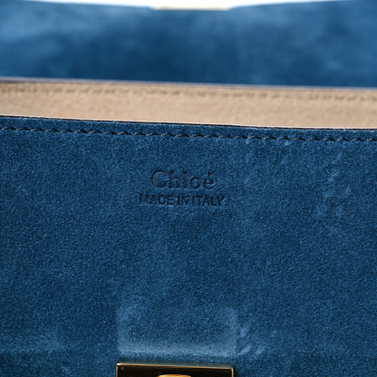Chloe Suede Smooth Calfskin Mini Drew Shoulder Bag Majolica Blue 6 of 9