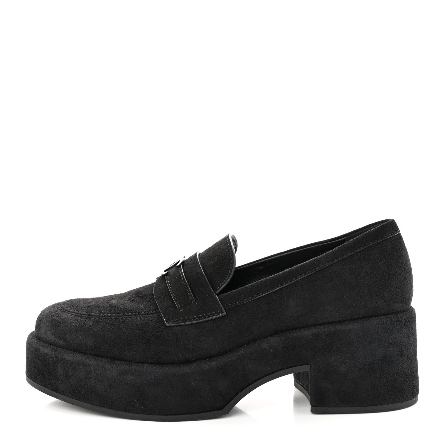 Suede Kidskin CC Platform Loafers 38.5 Black