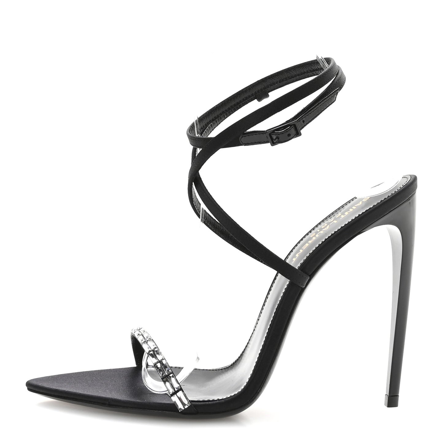 Crepe Satin Crystal Satine 110 Sandals 38.5 Black