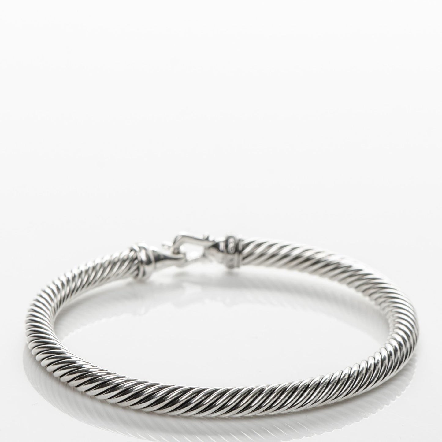 Sterling Silver Diamond 5mm Cable Buckle Bracelet