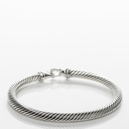 David Yurman Sterling Silver Diamond 5mm Cable Buckle Bracelet 3 of 5