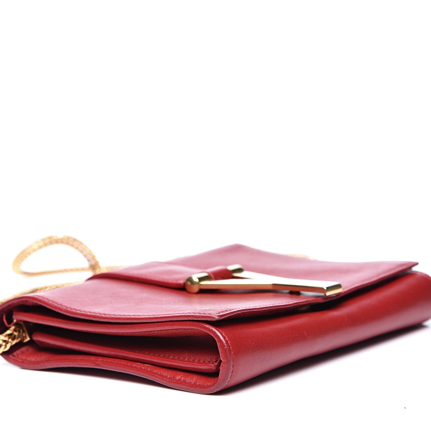 Calfskin Classic Y Ligne Chain Wallet Red