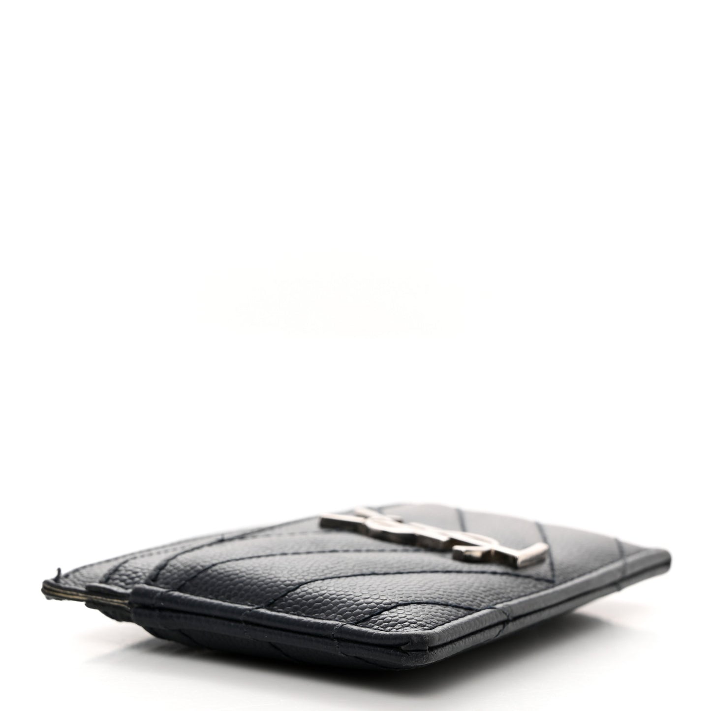 Grain De Poudre Matelasse Chevron Monogram Credit Card Case Navy