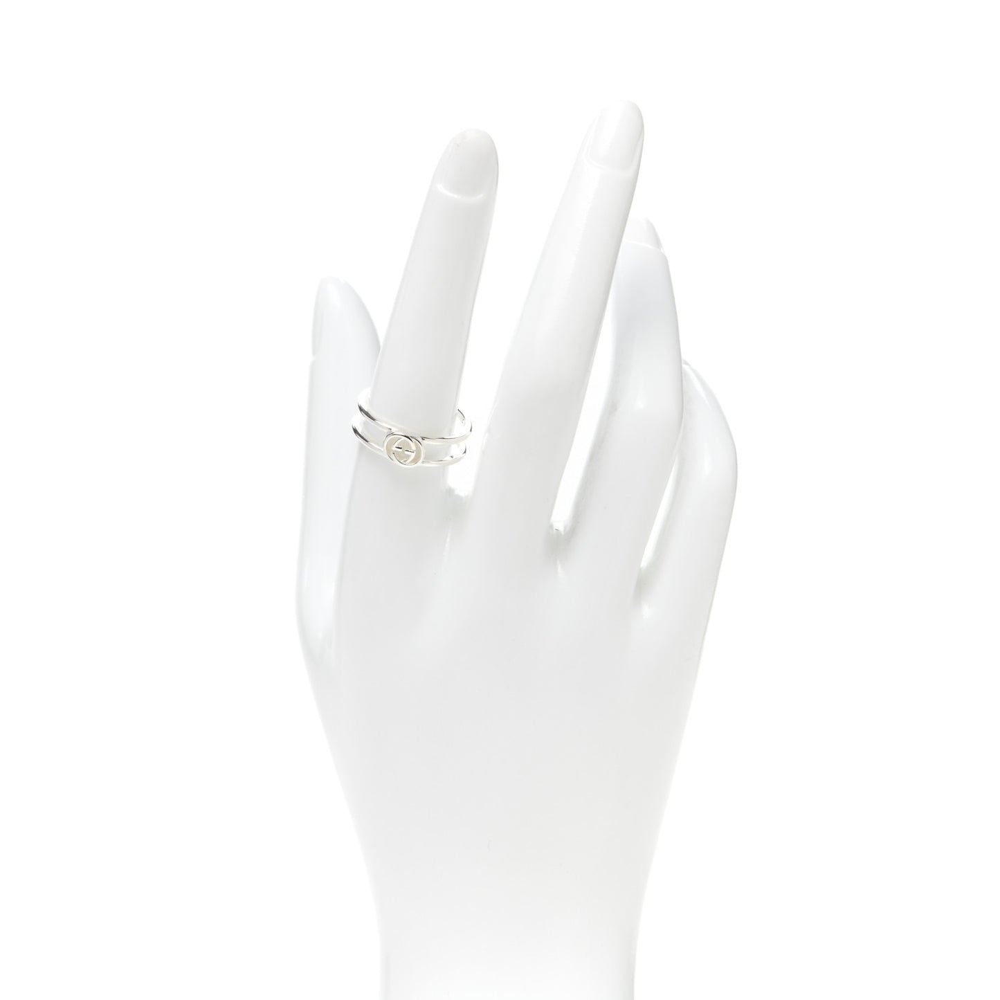 Sterling Silver 6mm Interlocking G Open Band Ring 58 8.25