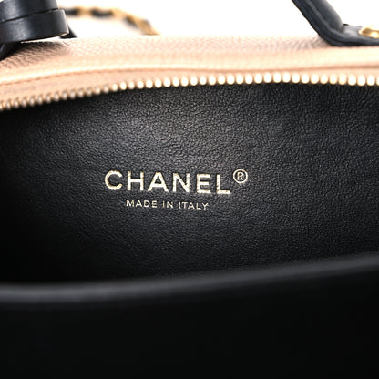 Chanel Caviar Quilted Small CC Filigree Vanity Case Beige Black 6 of 10