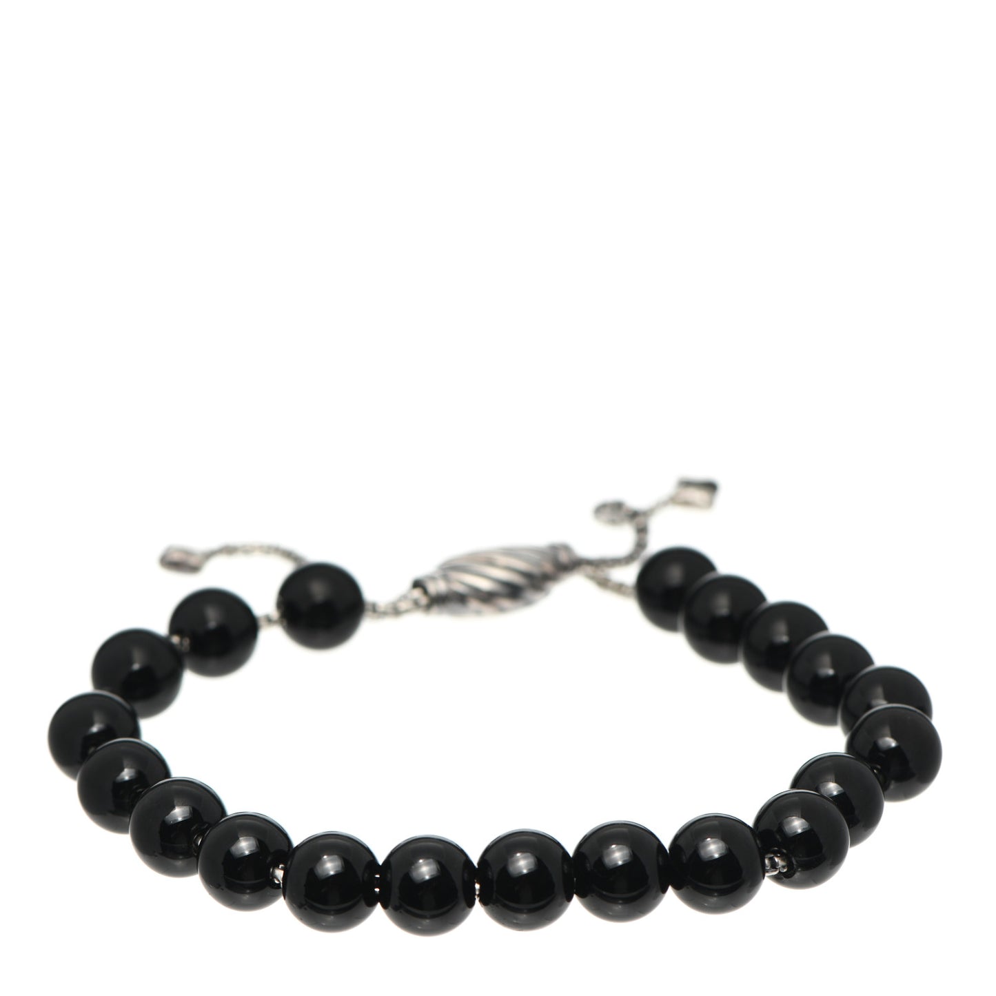 Sterling Silver Black Onyx 8mm Spiritual Beads Adjustable Bracelet