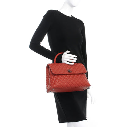 Chanel Caviar Quilted Medium Coco Handle Flap Dark Red 3 of 8