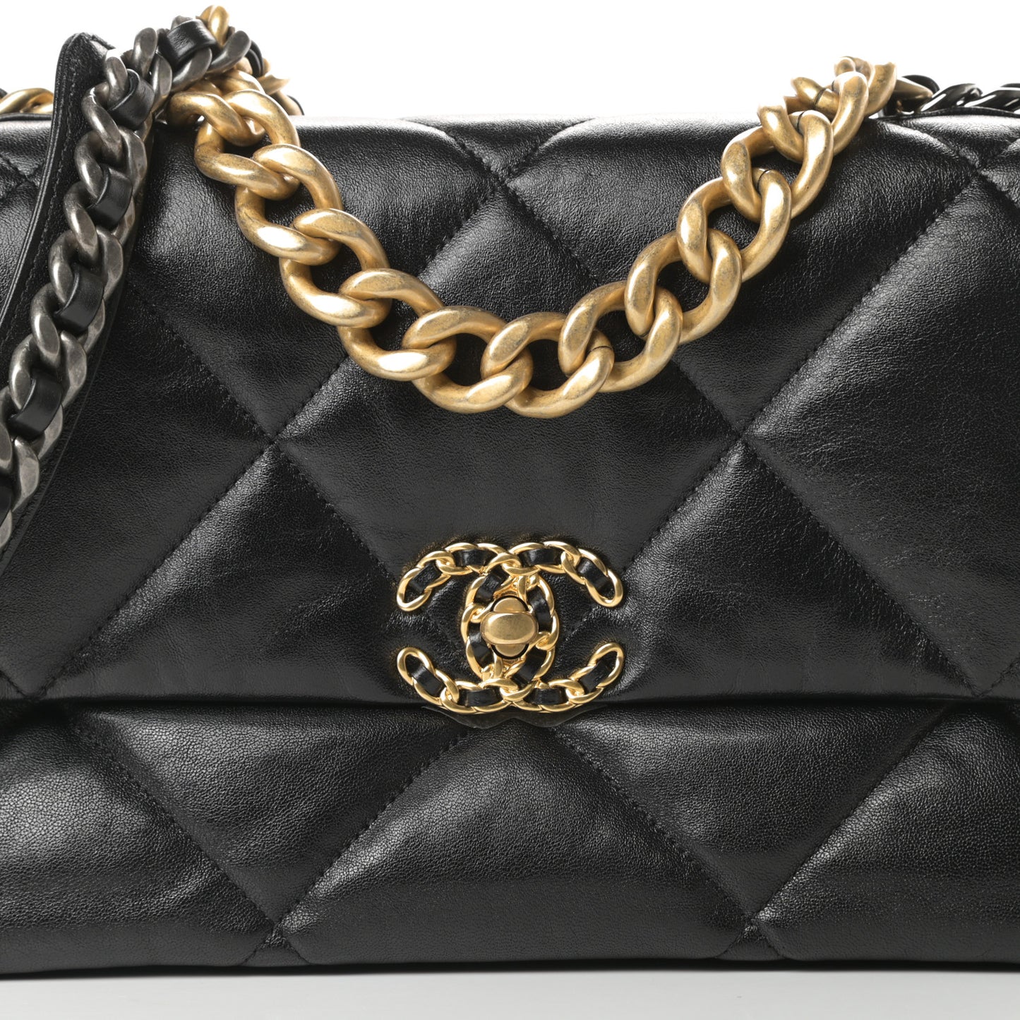 Lambskin Quilted Large Chanel 19 Flap Black