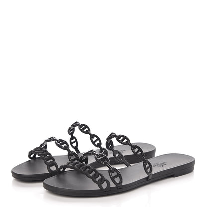 Hermes Rubber Chaine d'Ancre Rivage Sandals 39 Black 3 of 8