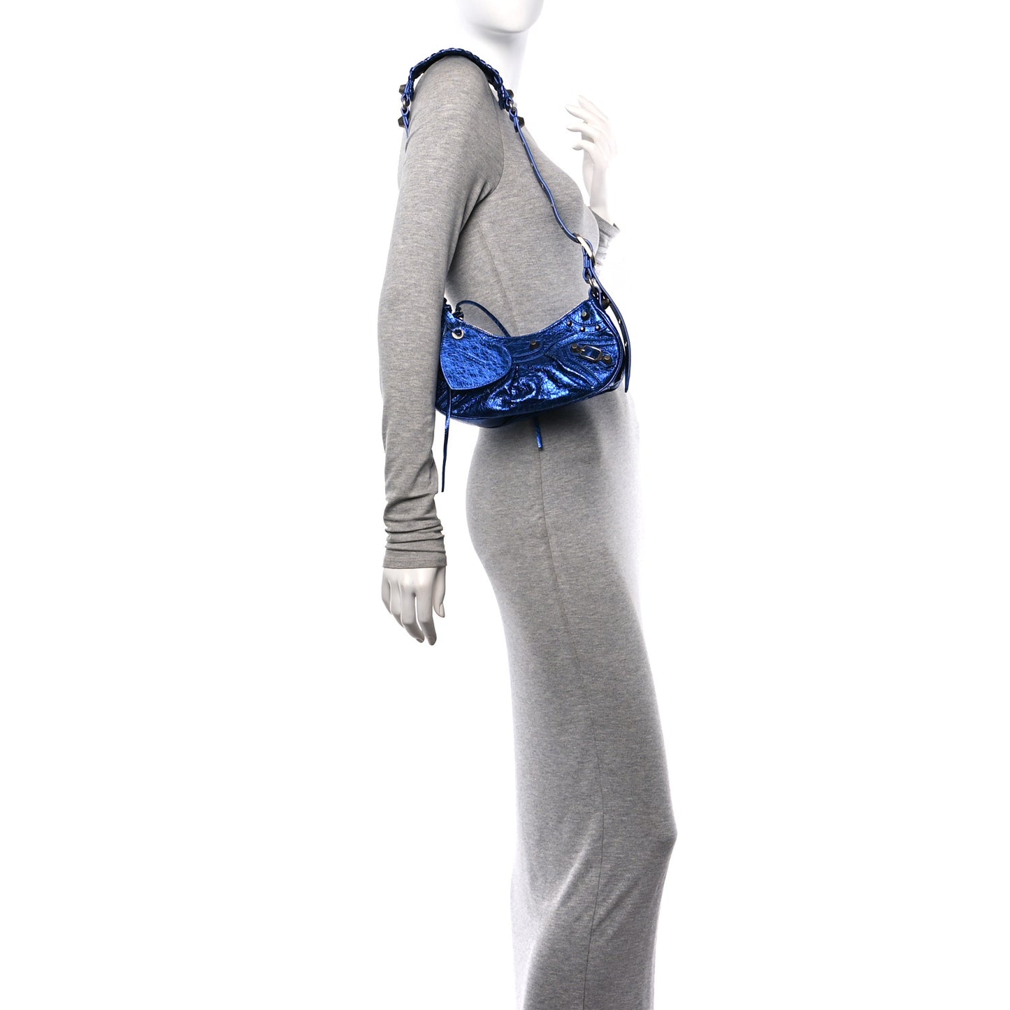 Metallic Arena Agneau Le Cagole Shoulder Bag XS Blue