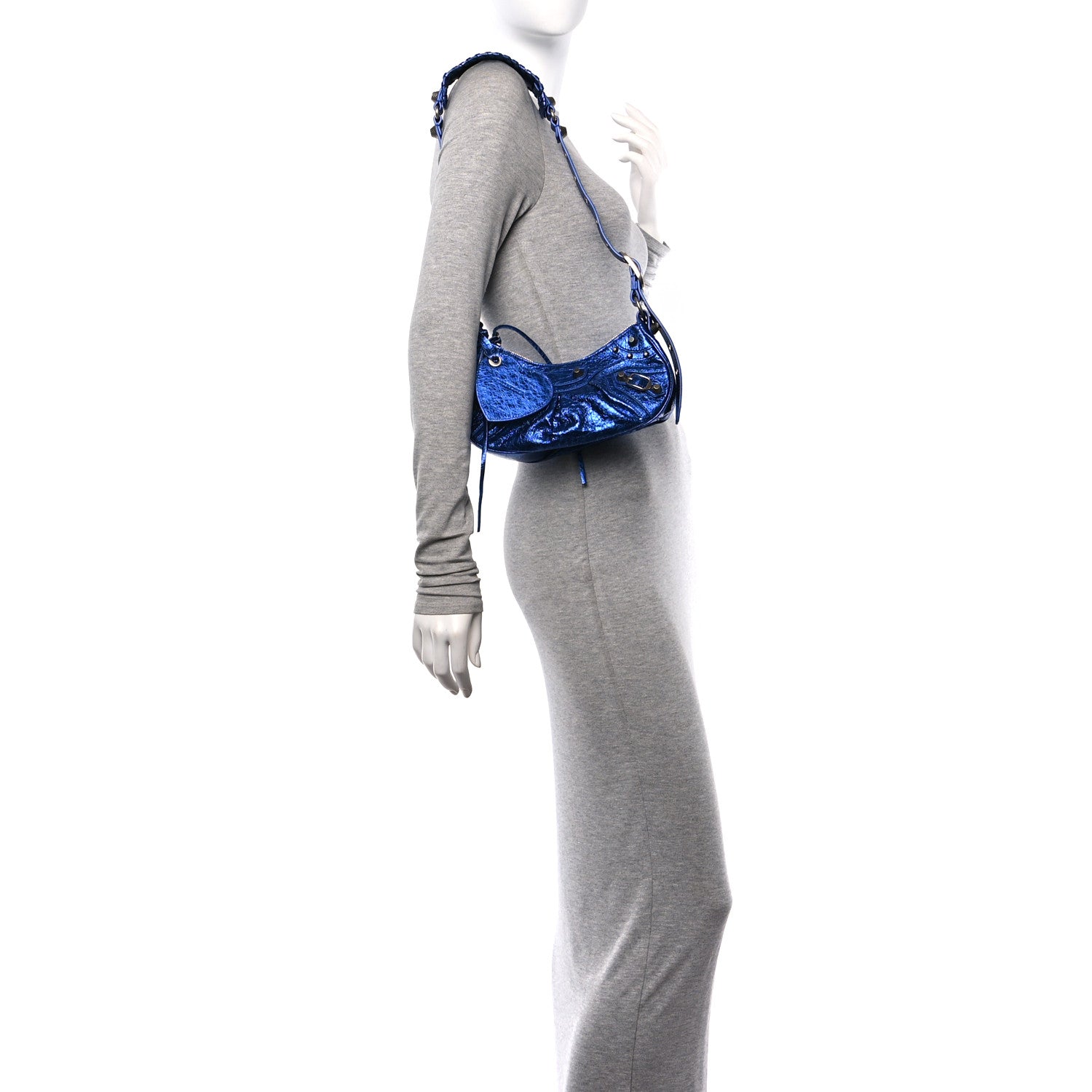 Balenciaga Metallic Arena Agneau Le Cagole Shoulder Bag XS Blue 2 of 11