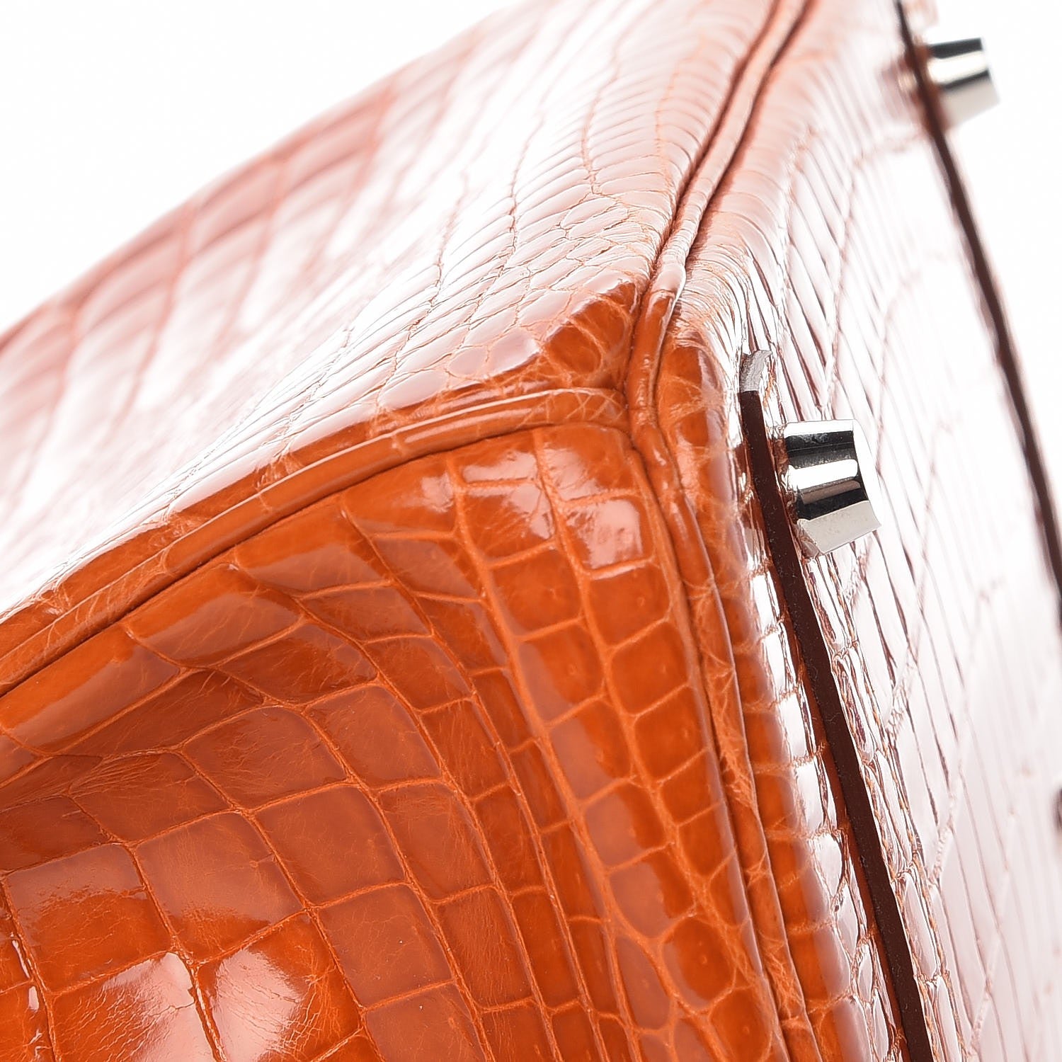 Hermes Shiny Niloticus Crocodile Birkin 25 Orange 11 of 30
