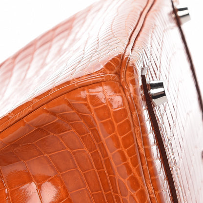 Hermes Shiny Niloticus Crocodile Birkin 25 Orange 11 of 30