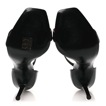 Saint Laurent Vernice Chiffon Amber 105 Ankle Strap Sandals 38 Black 7 of 12