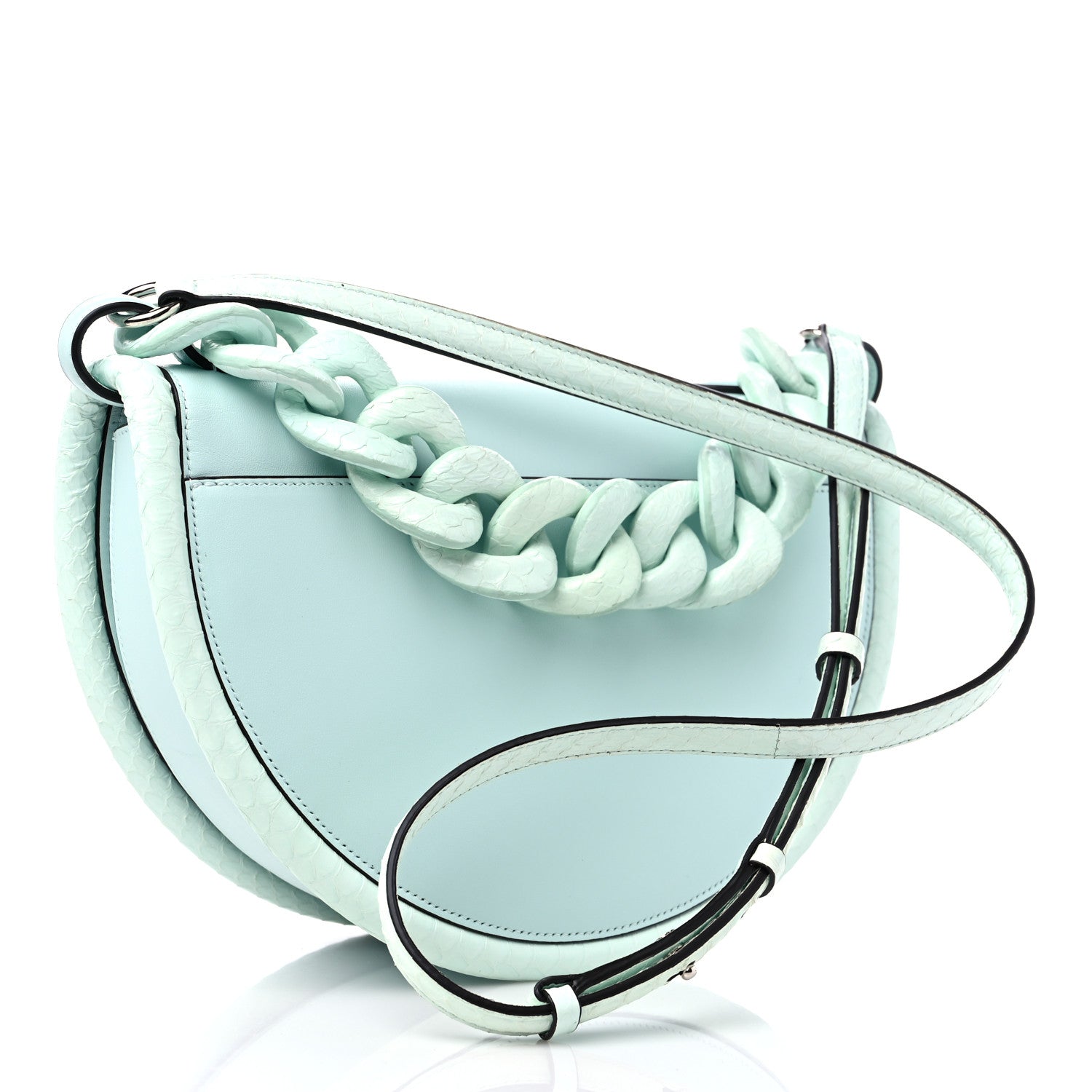 Salvatore Ferragamo Calfskin Snakeskin Aura Shoulder Bag 3 of 9