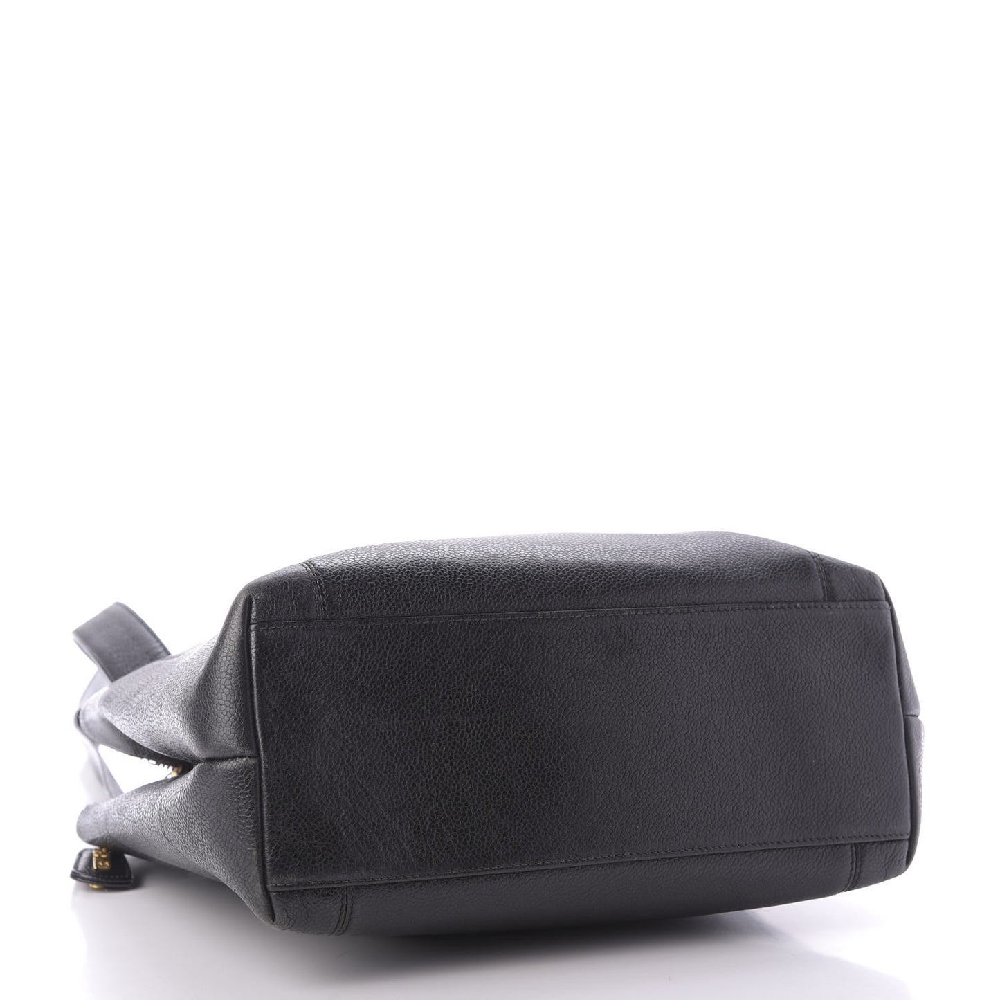 Caviar Embroidered Logo Shoulder Bag Black