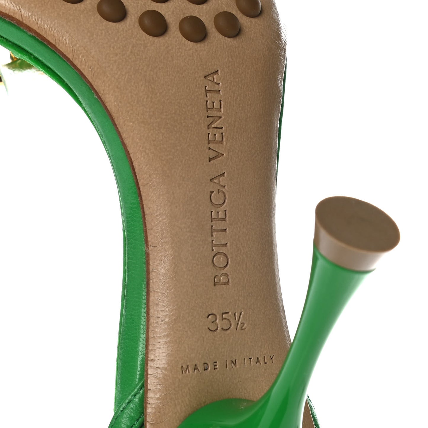 Lambskin Dot 90mm Sandals 35.5 Grass