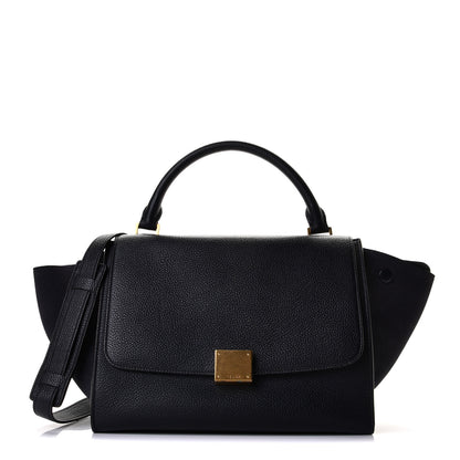 Celine Drummed Calfskin Suede Small Trapeze Navy 1 of 10