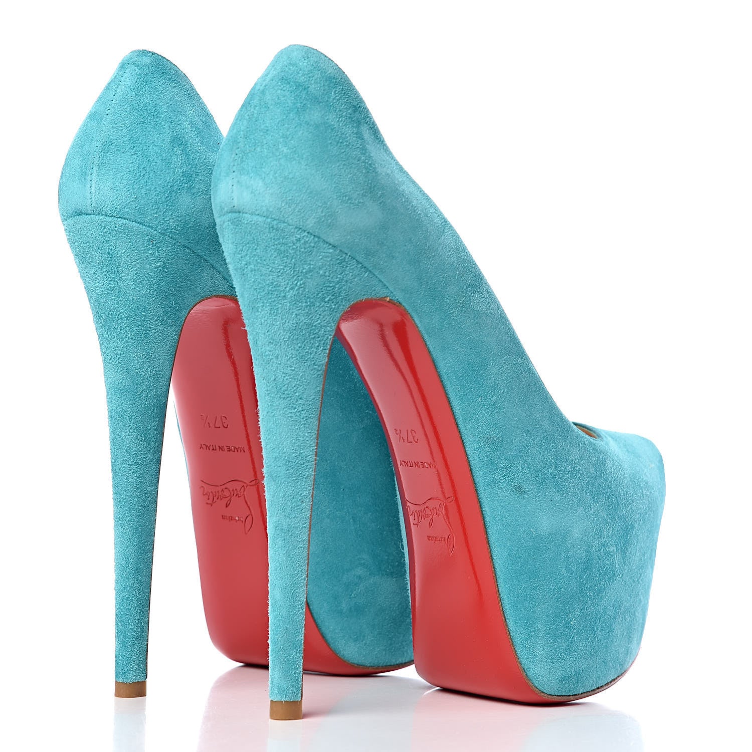 Christian Louboutin Suede Daffodile 160 Pumps 37.5 Turquoise 4 of 9