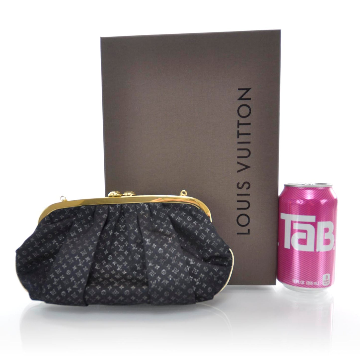 Satin Monogram Aumoniere Clutch Black